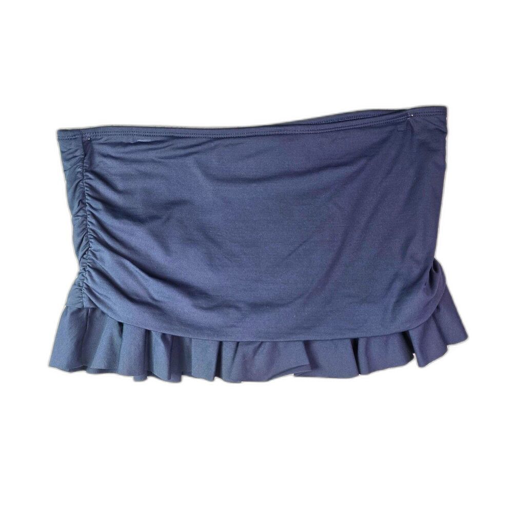 Beach House Swim Skirt Navy 12 Ruched Sides Ruffle Hem Resort